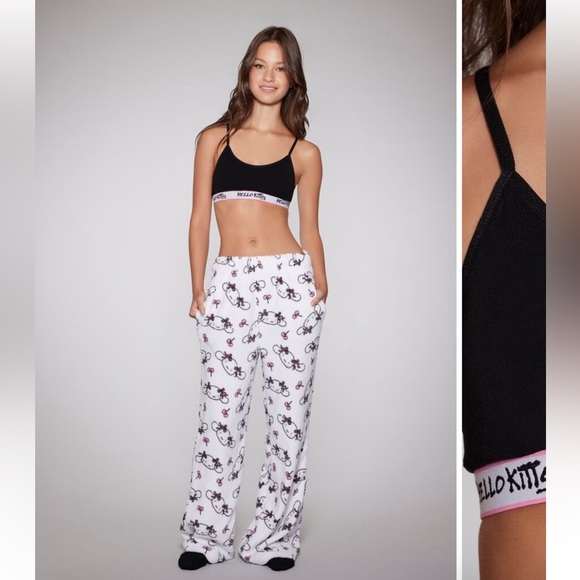 Hello kitty Bralette Size Medium black and pink - Picture 2 of 8